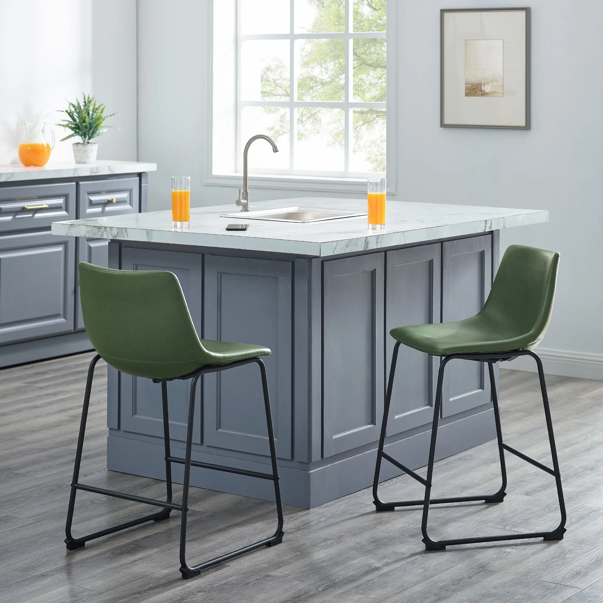 Middlebrook Prusiner 26-inch Faux Leather Counter Stool (Set of 2)