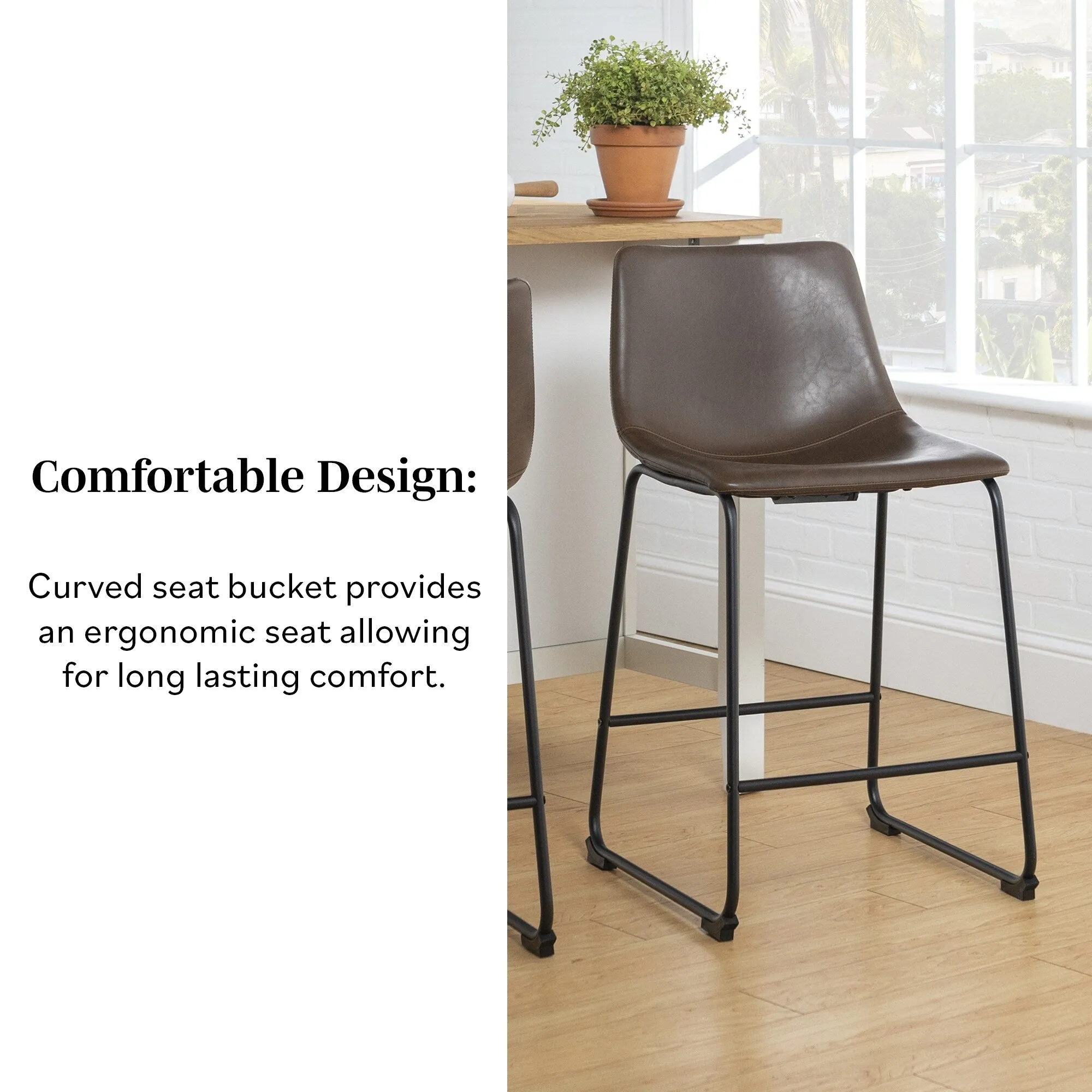 Middlebrook Prusiner 26-inch Faux Leather Counter Stool (Set of 2)