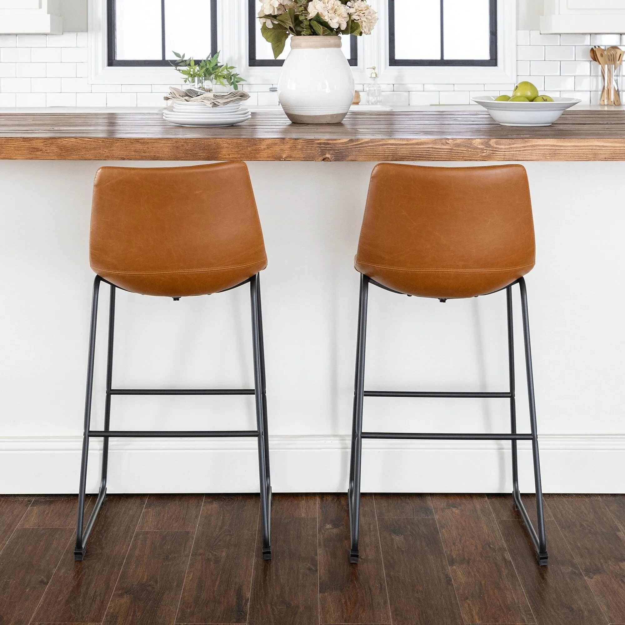 Middlebrook Prusiner 30-inch Faux Leather Bar Stool (Set of 2)