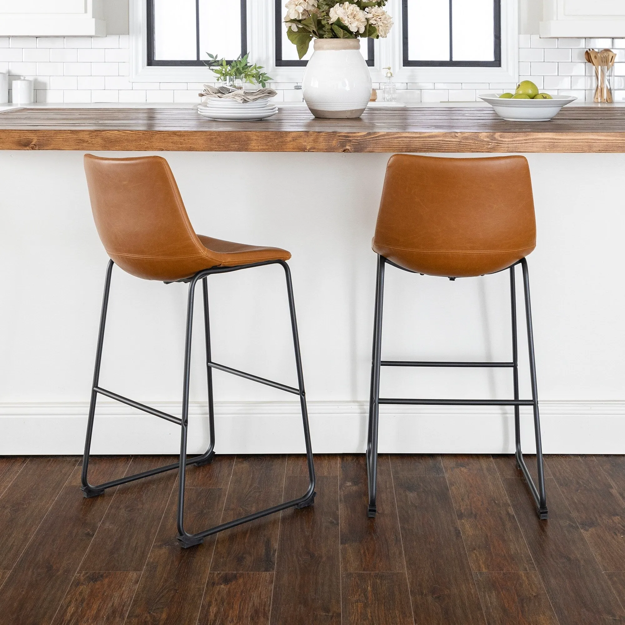 Middlebrook Prusiner 30-inch Faux Leather Bar Stool (Set of 2)