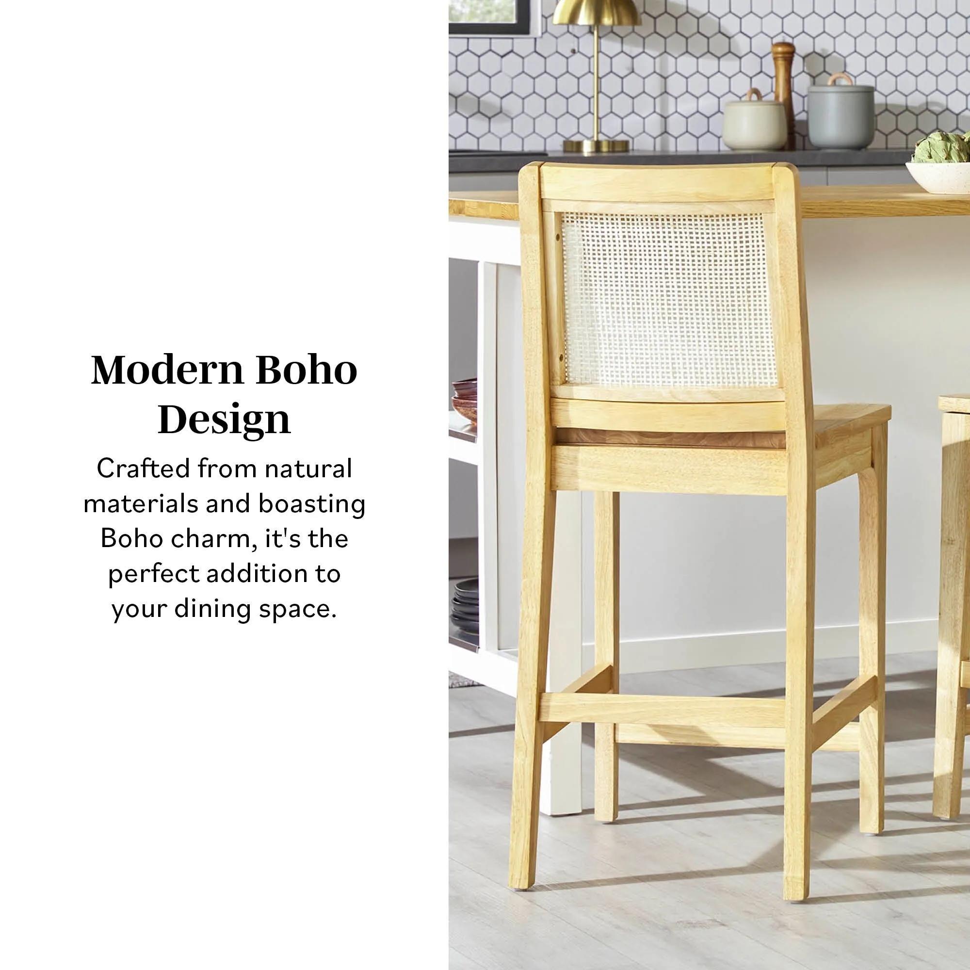 Middlebrook Transitional Counter Stool with Rattan Inset (Set of 2)