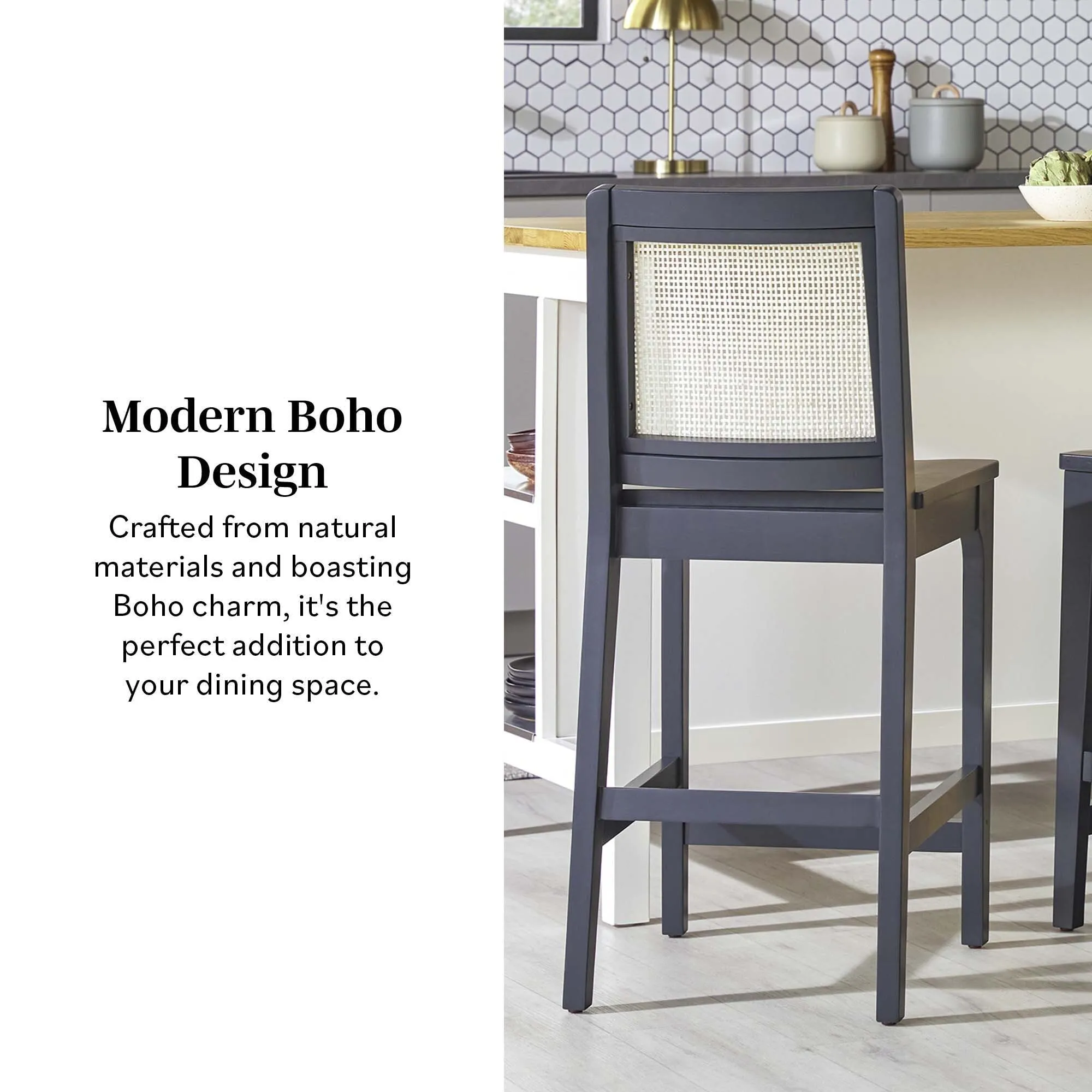 Middlebrook Transitional Counter Stool with Rattan Inset (Set of 2)
