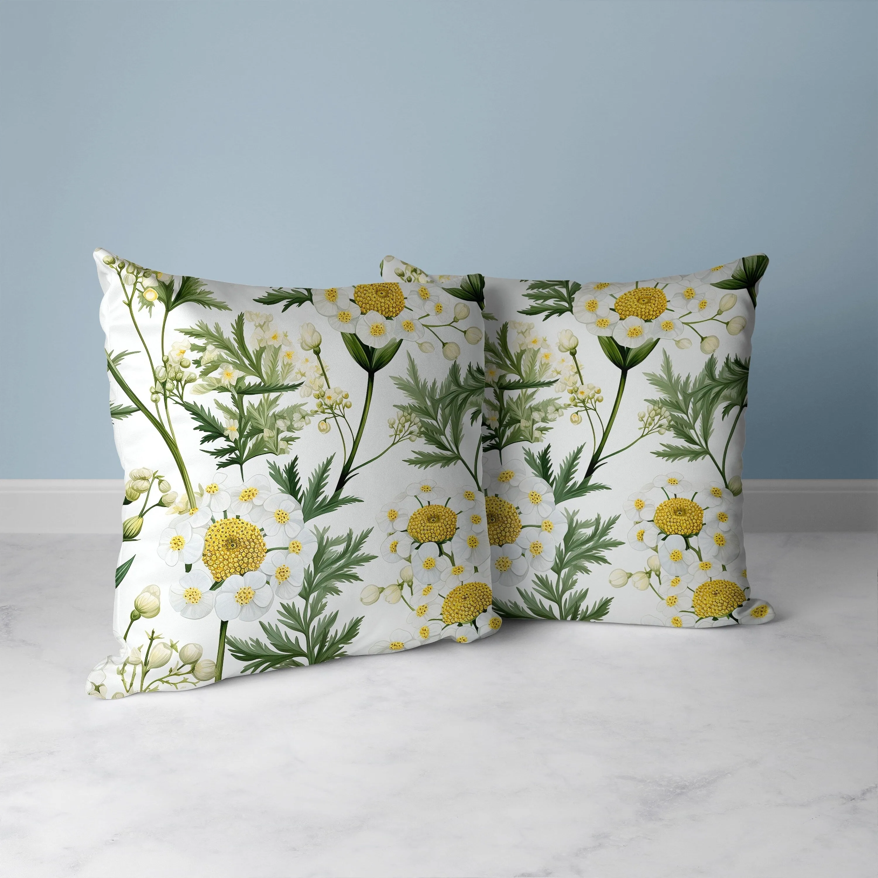 Millefolium Harmony Faux Suede Reversible Throw Pillow White and Green
