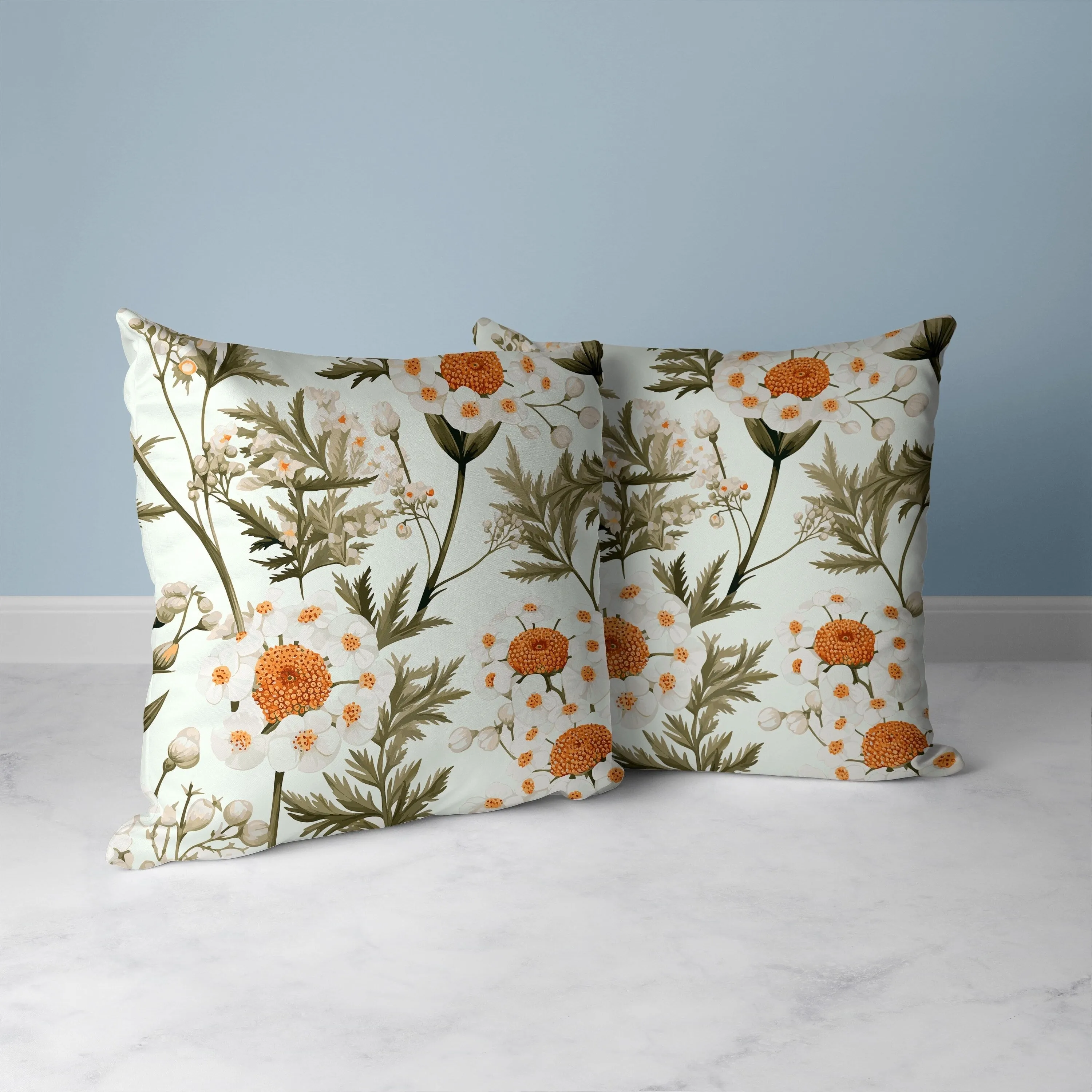 Millefolium Harmony Faux Suede Reversible Throw Pillow White and Olive