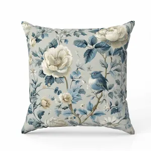 Misty Morning Faux Suede Reversible Throw Pillow Blue and Beige