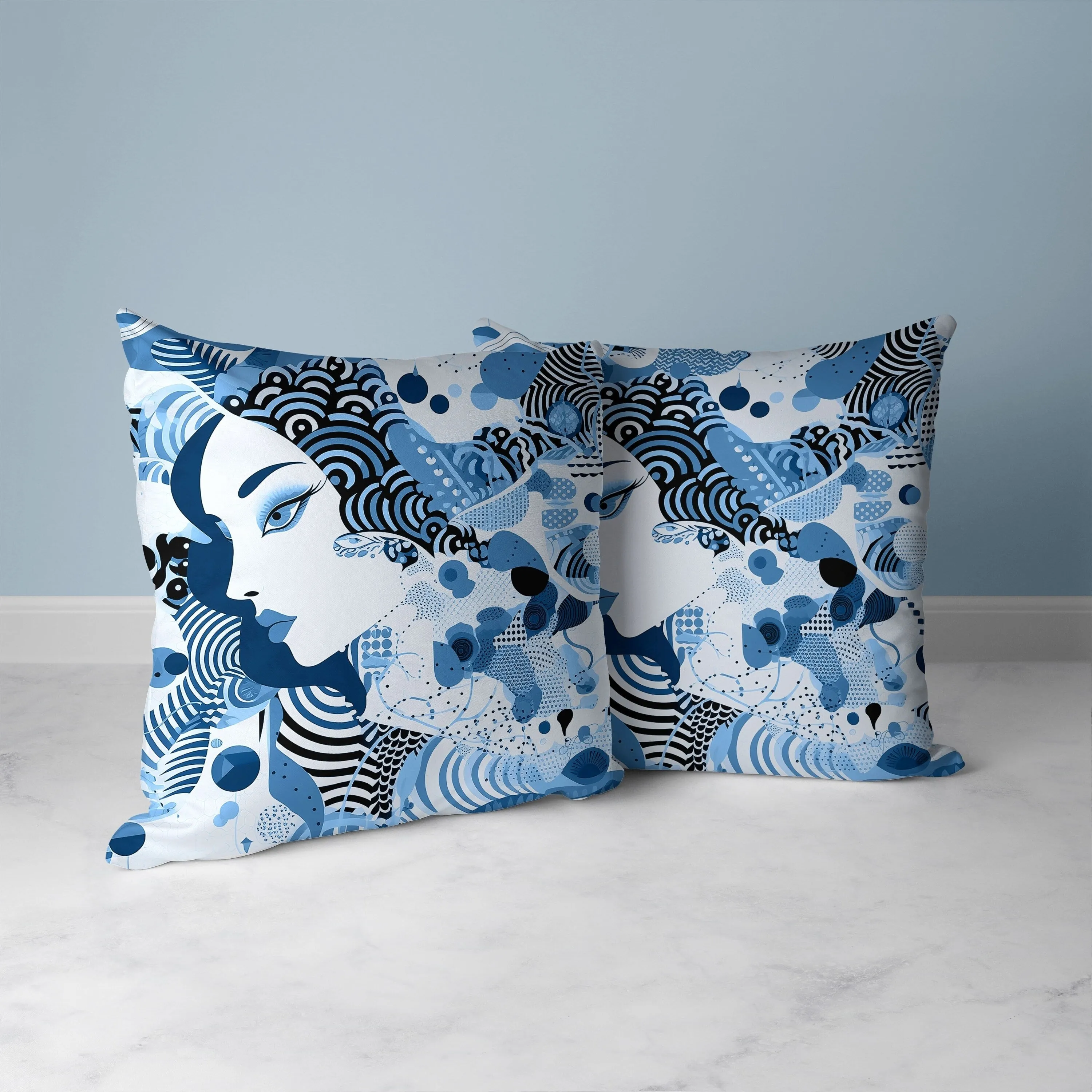 Modern Magic Faux Suede Reversible Throw Pillow Blue and Black
