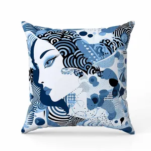 Modern Magic Faux Suede Reversible Throw Pillow Blue and Black