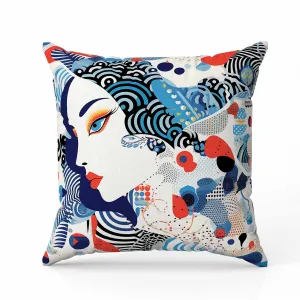 Modern Magic Indoor/Outdoor Reversible Throw Pillow Blue and Red