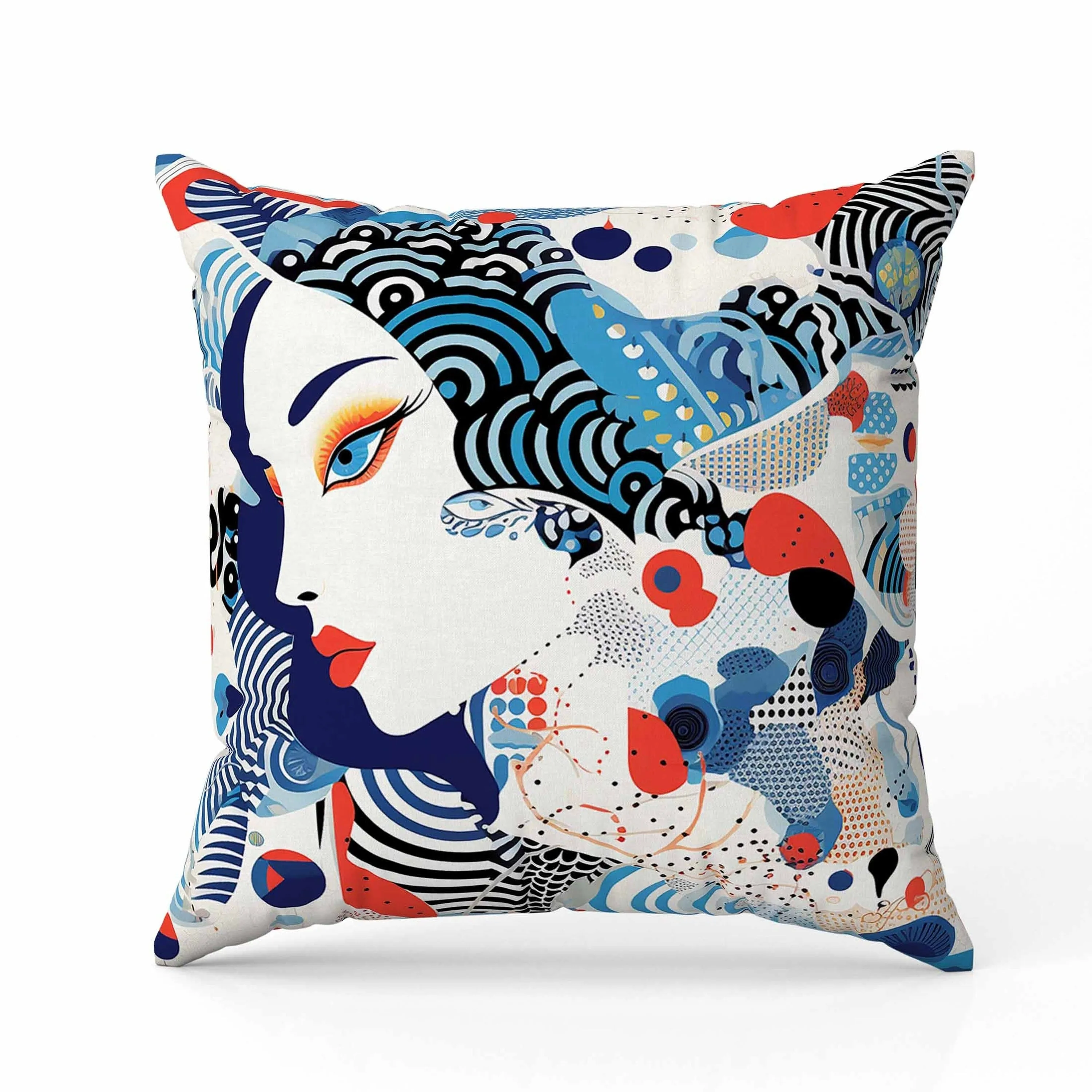 Modern Magic Indoor/Outdoor Reversible Throw Pillow Blue and Red