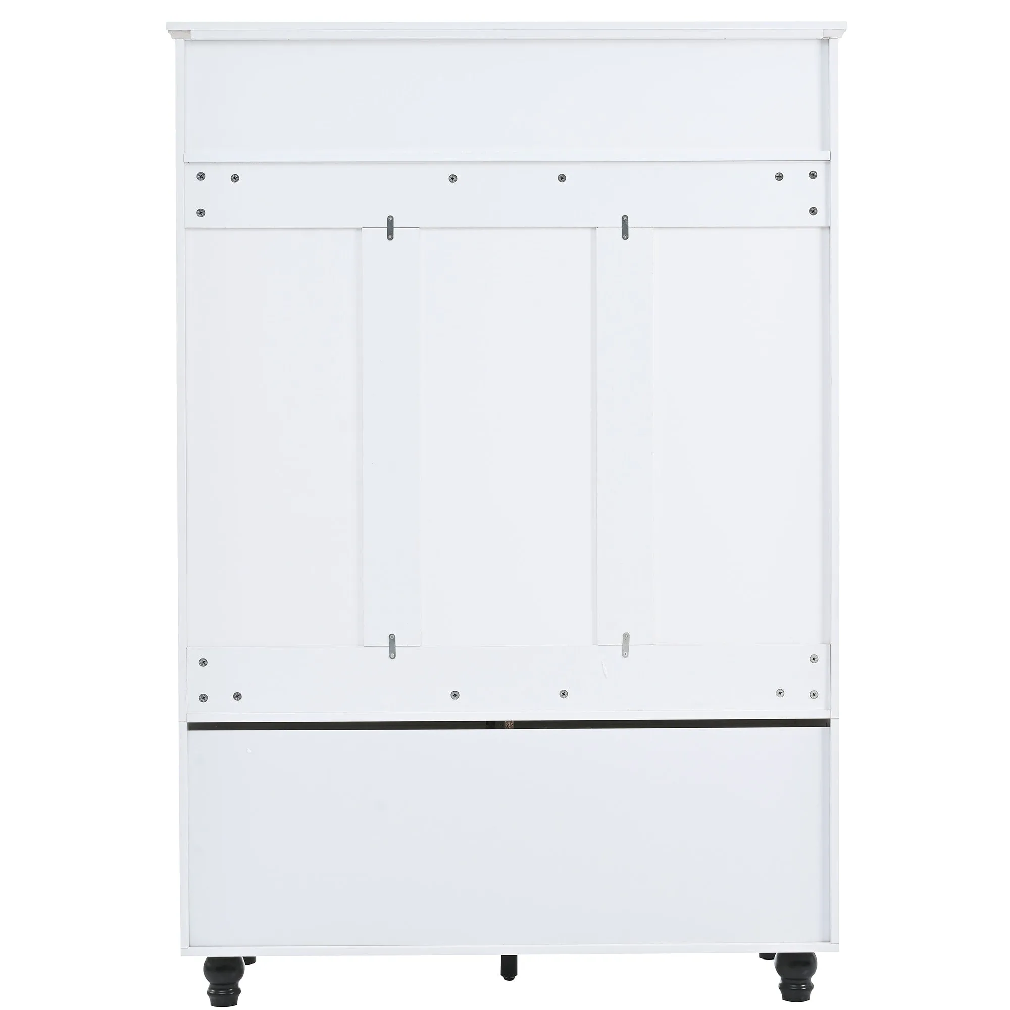 Modern Minimalist Hall Tree with Louvered Doors. Coat Rack Cushion. 4 Sturdy Hooks. for Entrance and Hallway. Living Room
