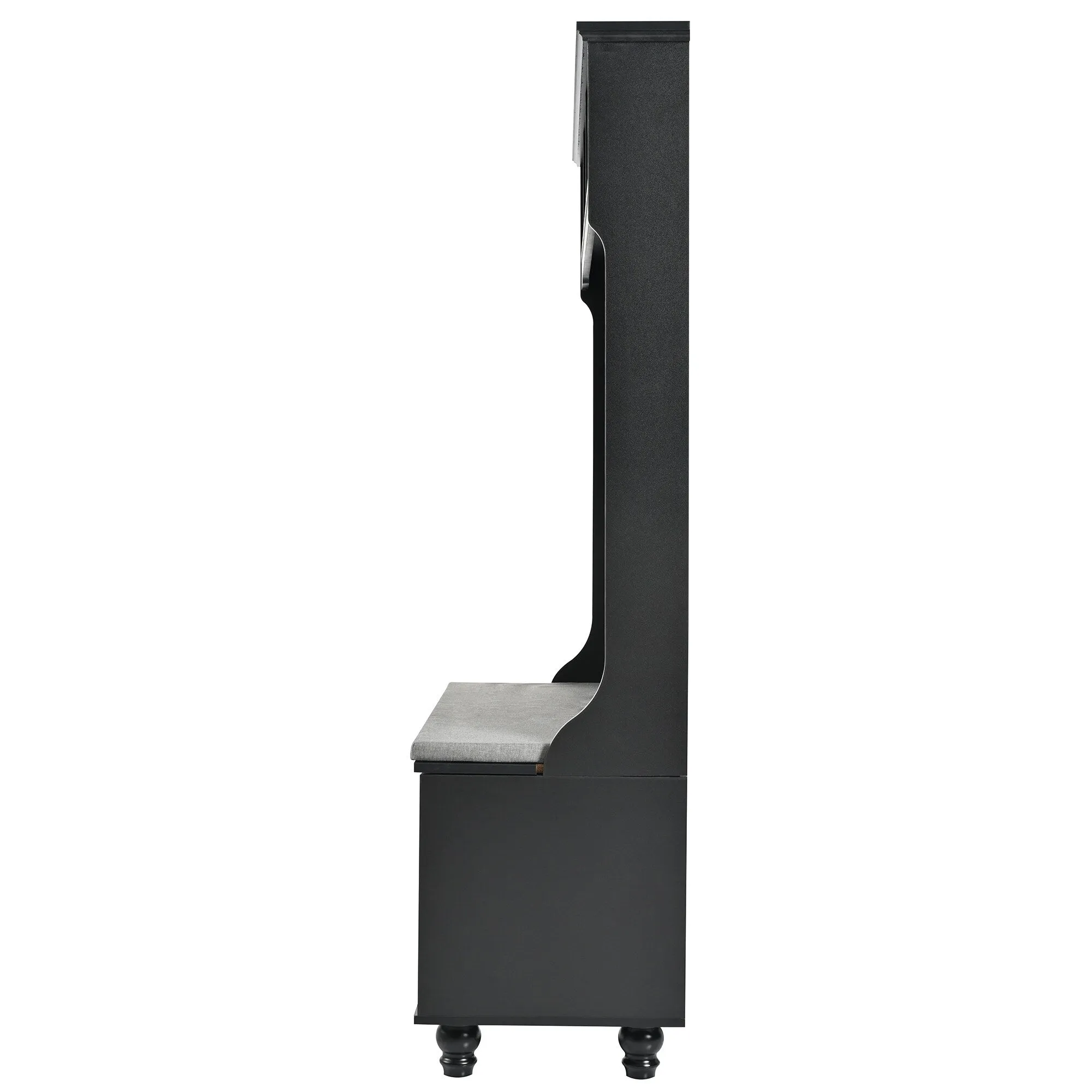 Modern Minimalist Hall Tree with Louvered Doors. Coat Rack Cushion. 4 Sturdy Hooks. for Entrance and Hallway. Living Room