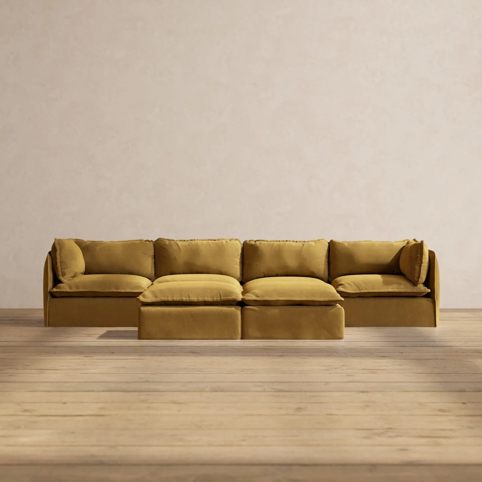Modular Performance 4-Seater   Bench Ottoman in Toffee | Deluxe Blend