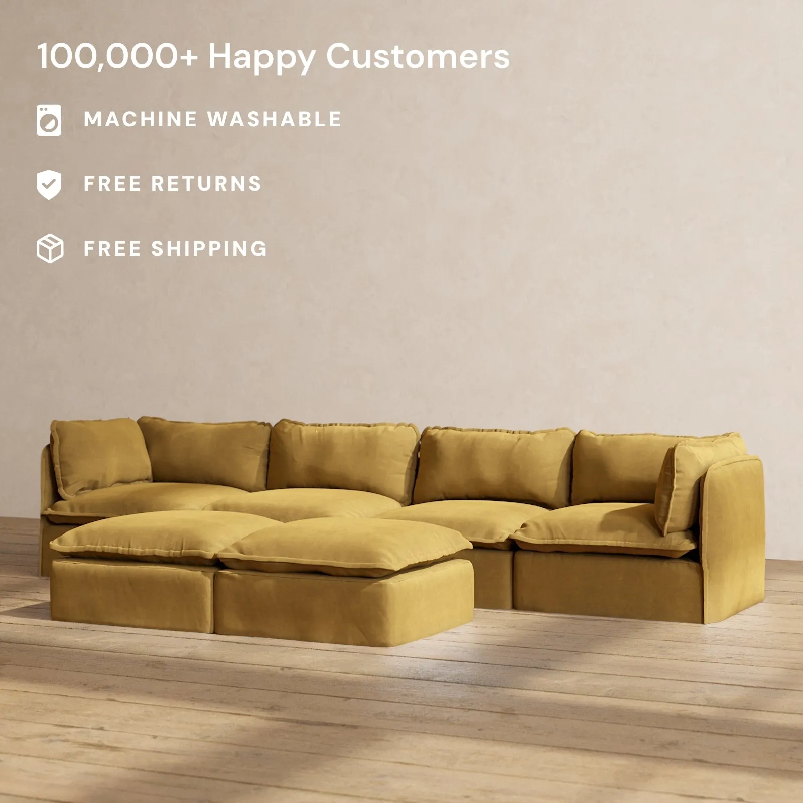 Modular Performance 4-Seater   Bench Ottoman in Toffee | Deluxe Blend