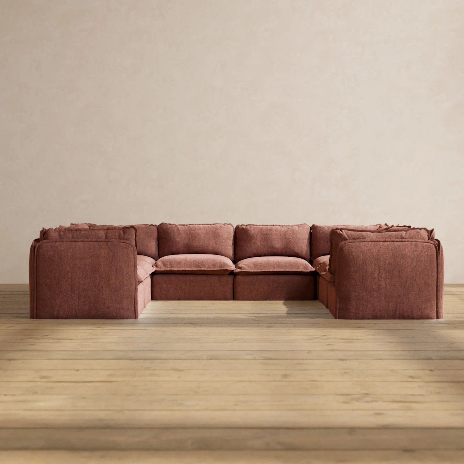Modular Performance 8-Seater U-Sectional in Chestnut | Deluxe Blend