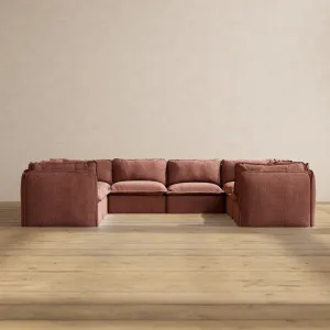 Modular Performance 8-Seater U-Sectional in Chestnut | Deluxe Blend
