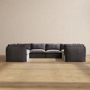Modular Performance 8-Seater U-Sectional in Cinder | Deluxe Blend