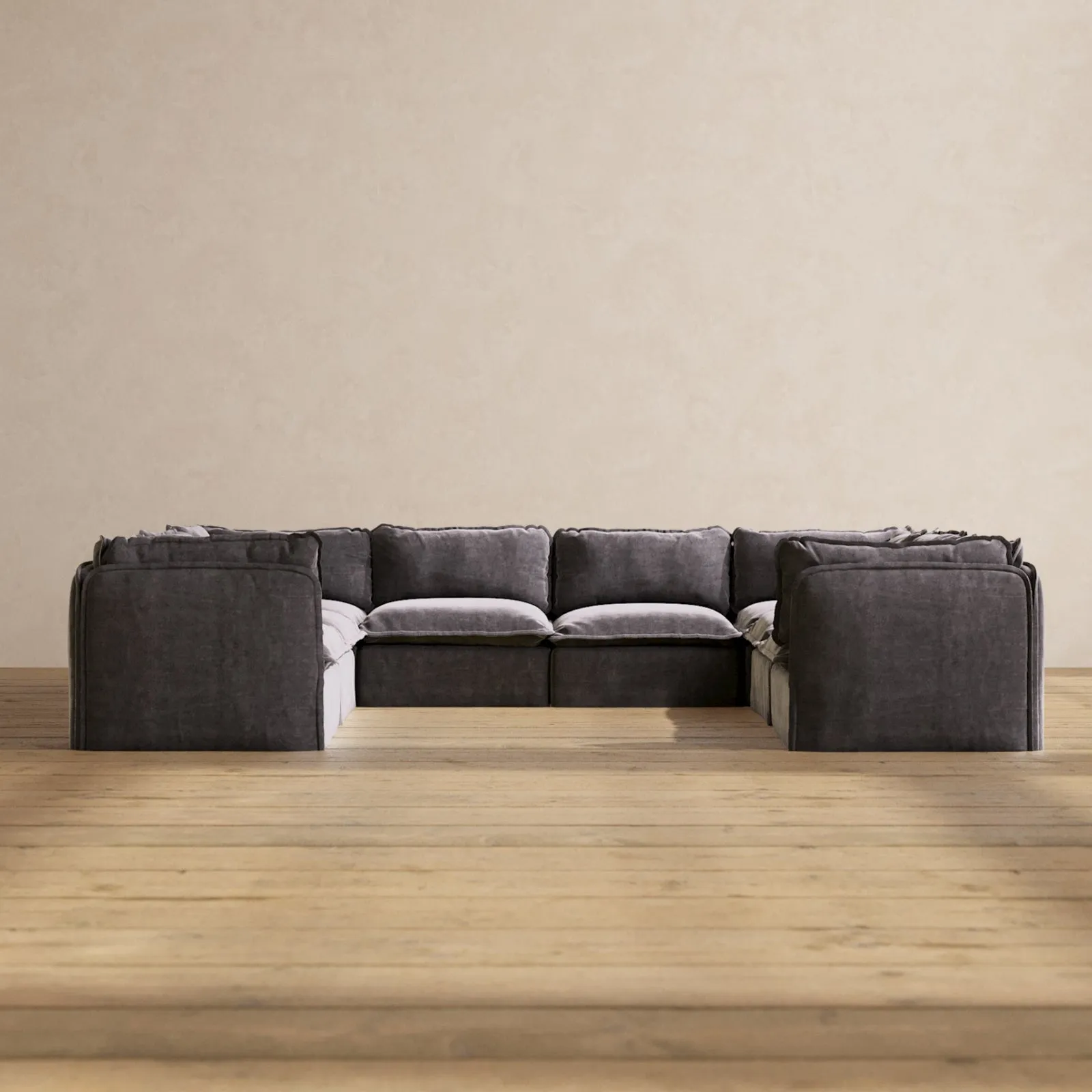 Modular Performance 8-Seater U-Sectional in Cinder | Deluxe Blend