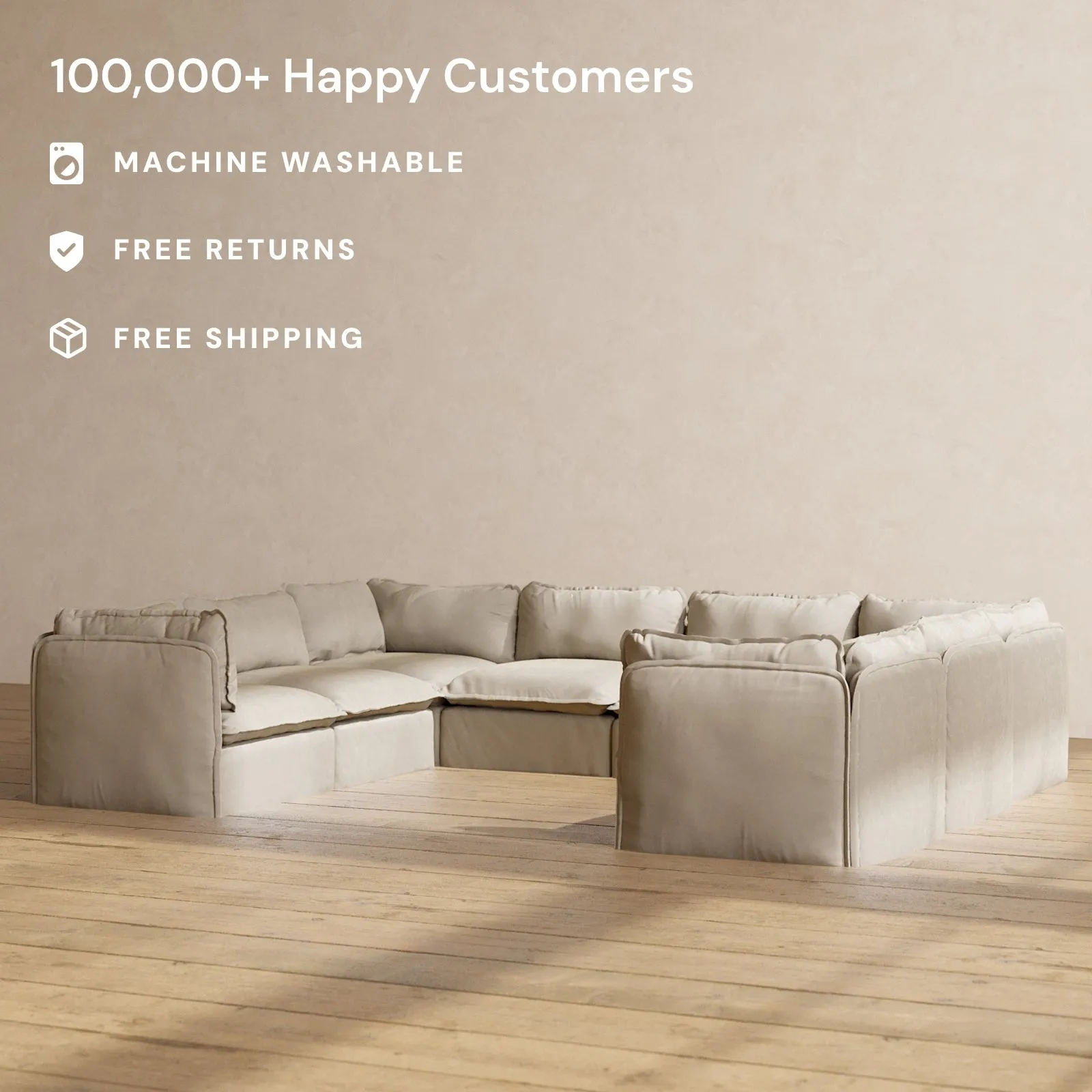 Modular Performance 8-Seater U-Sectional in Dune | Deluxe Blend