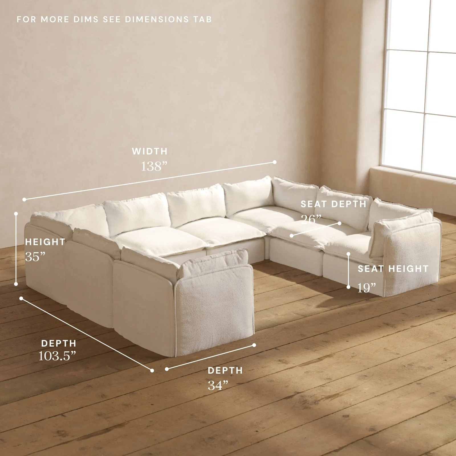 Modular Performance 8-Seater U-Sectional in Mousse | Deluxe Blend