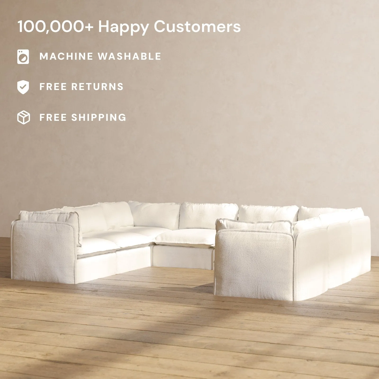 Modular Performance 8-Seater U-Sectional in Mousse | Deluxe Blend