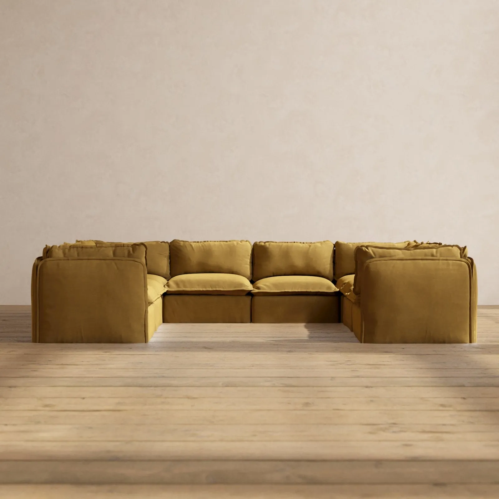 Modular Performance 8-Seater U-Sectional in Toffee | Deluxe Blend