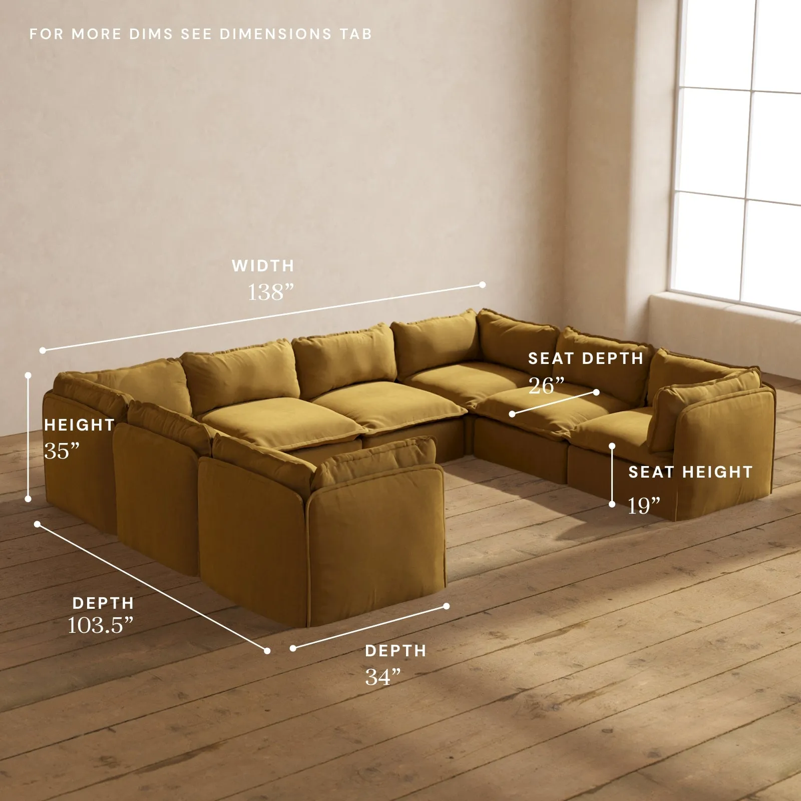 Modular Performance 8-Seater U-Sectional in Toffee | Deluxe Blend