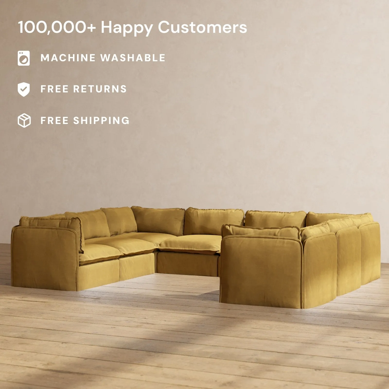Modular Performance 8-Seater U-Sectional in Toffee | Deluxe Blend