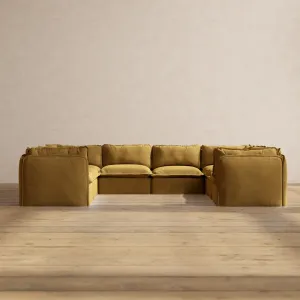 Modular Performance 8-Seater U-Sectional in Toffee | Deluxe Blend
