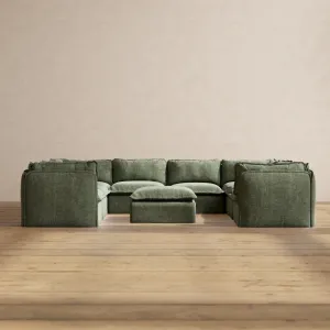 Modular Performance 8-Seater U-Sectional   Ottoman in Willow | Deluxe Blend