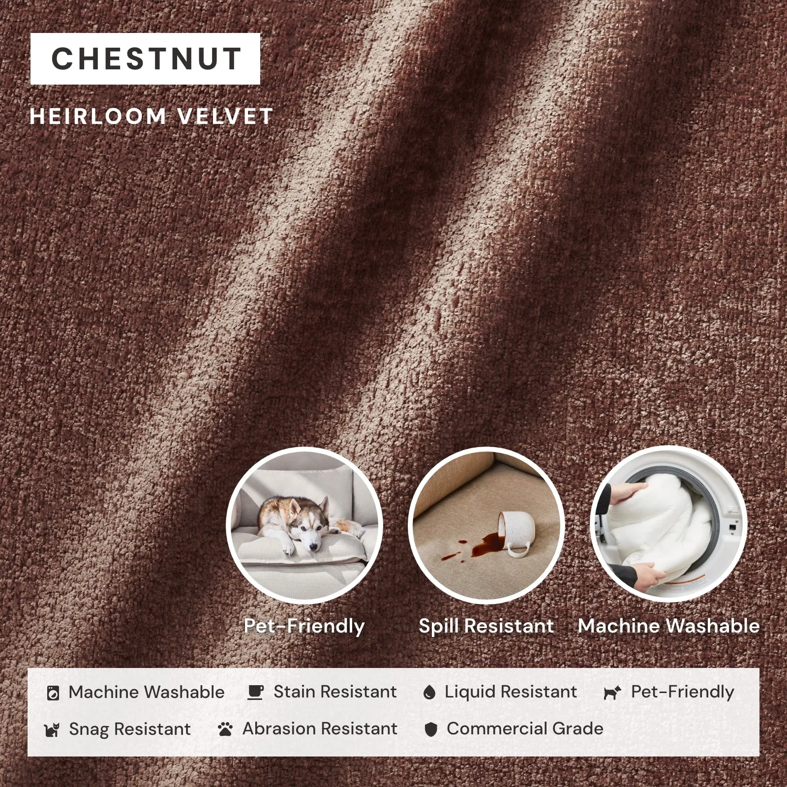 Modular Performance 9-Seater Open-Ends U-Sectional in Chestnut | Deluxe Blend