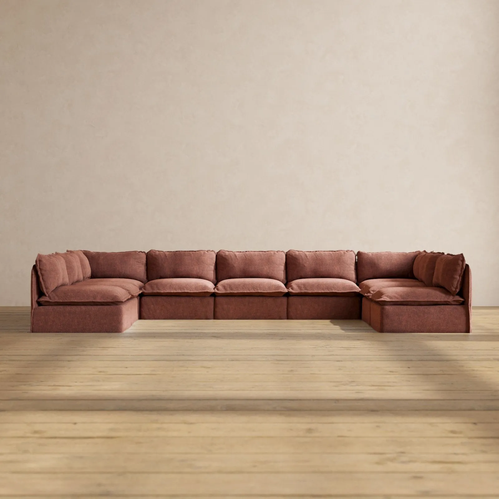 Modular Performance 9-Seater Open-Ends U-Sectional in Chestnut | Deluxe Blend