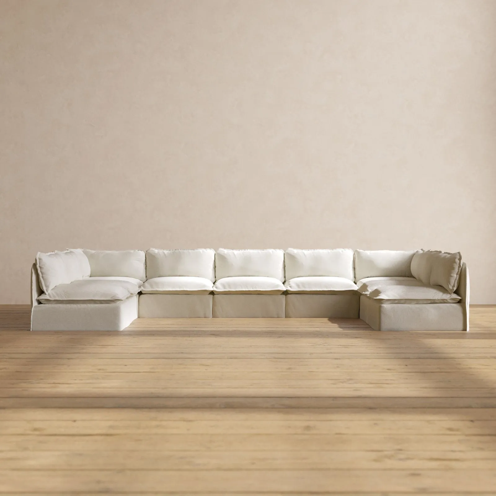 Modular Performance 9-Seater Open-Ends U-Sectional in Eggshell | Deluxe Blend