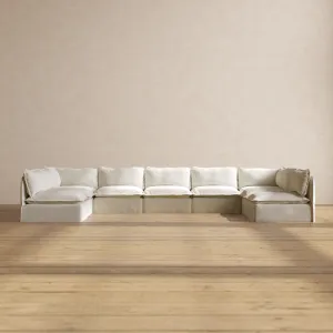 Modular Performance 9-Seater Open-Ends U-Sectional in Eggshell | Deluxe Blend