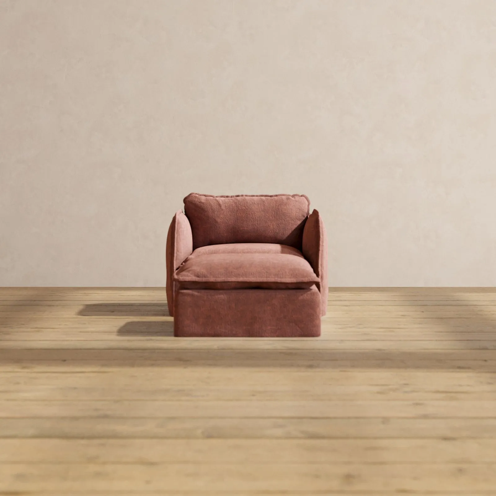 Modular Performance Armchair & Ottoman in Chestnut | Deluxe Blend