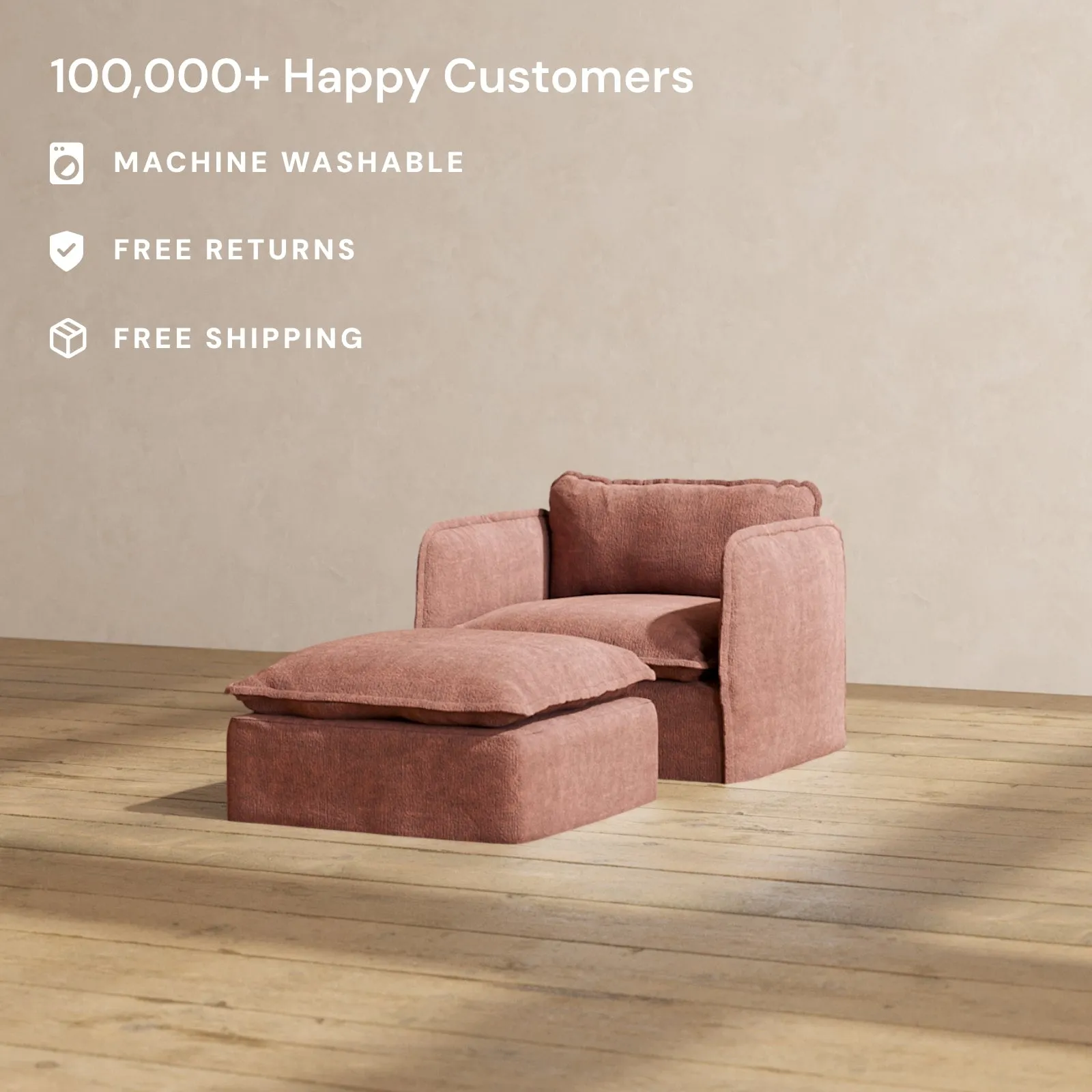 Modular Performance Armchair & Ottoman in Chestnut | Deluxe Blend