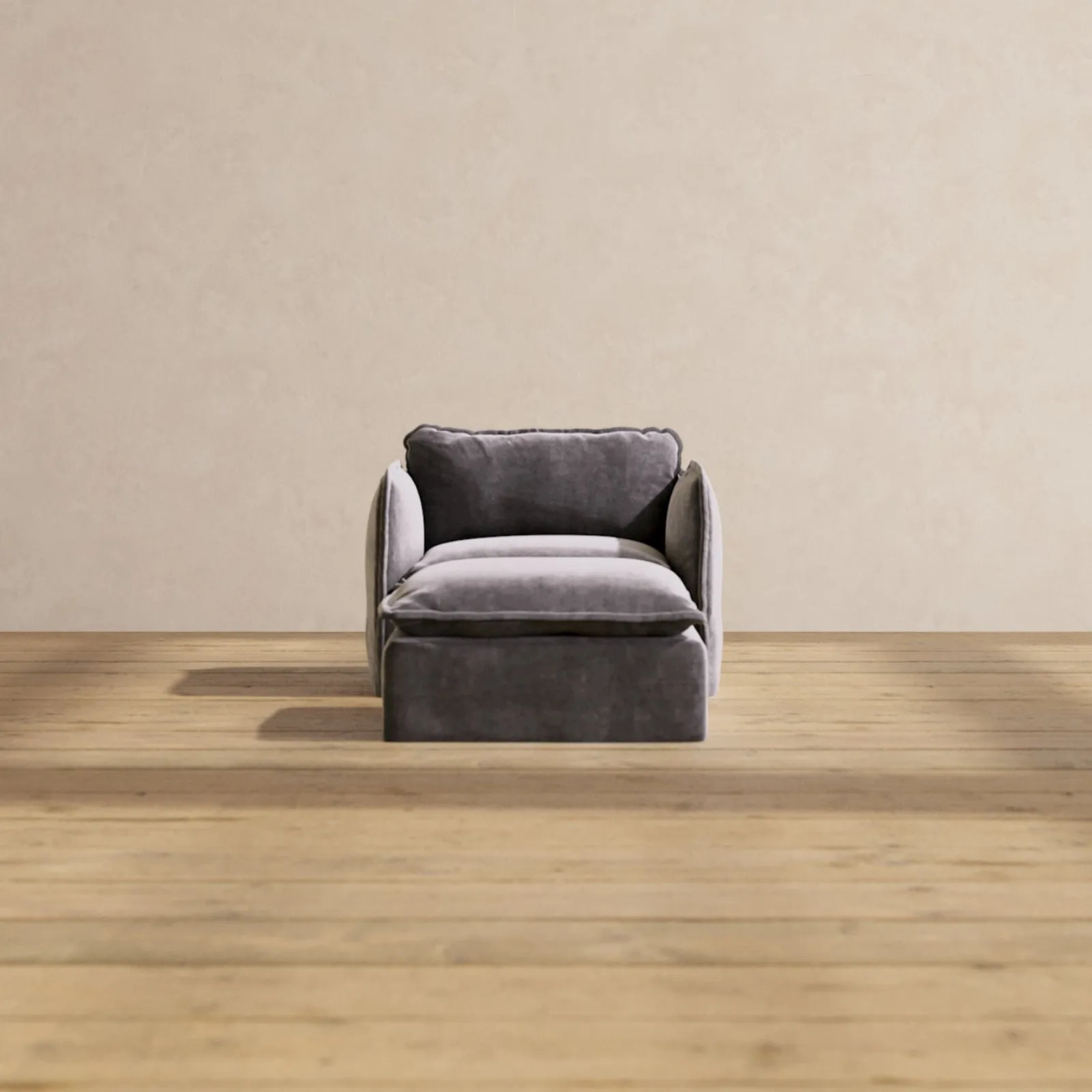 Modular Performance Armchair & Ottoman in Cinder | Deluxe Blend