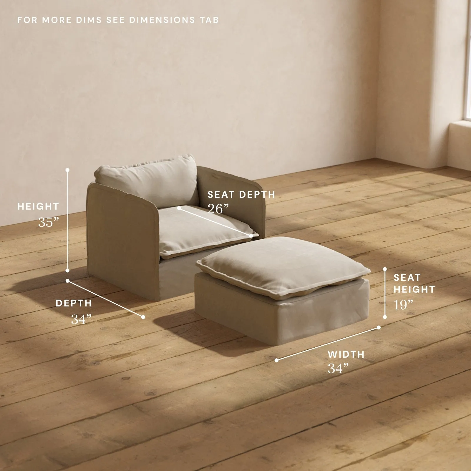 Modular Performance Armchair & Ottoman in Dune | Deluxe Blend