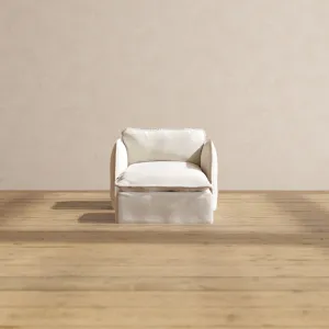 Modular Performance Armchair & Ottoman in Flour | Deluxe Blend