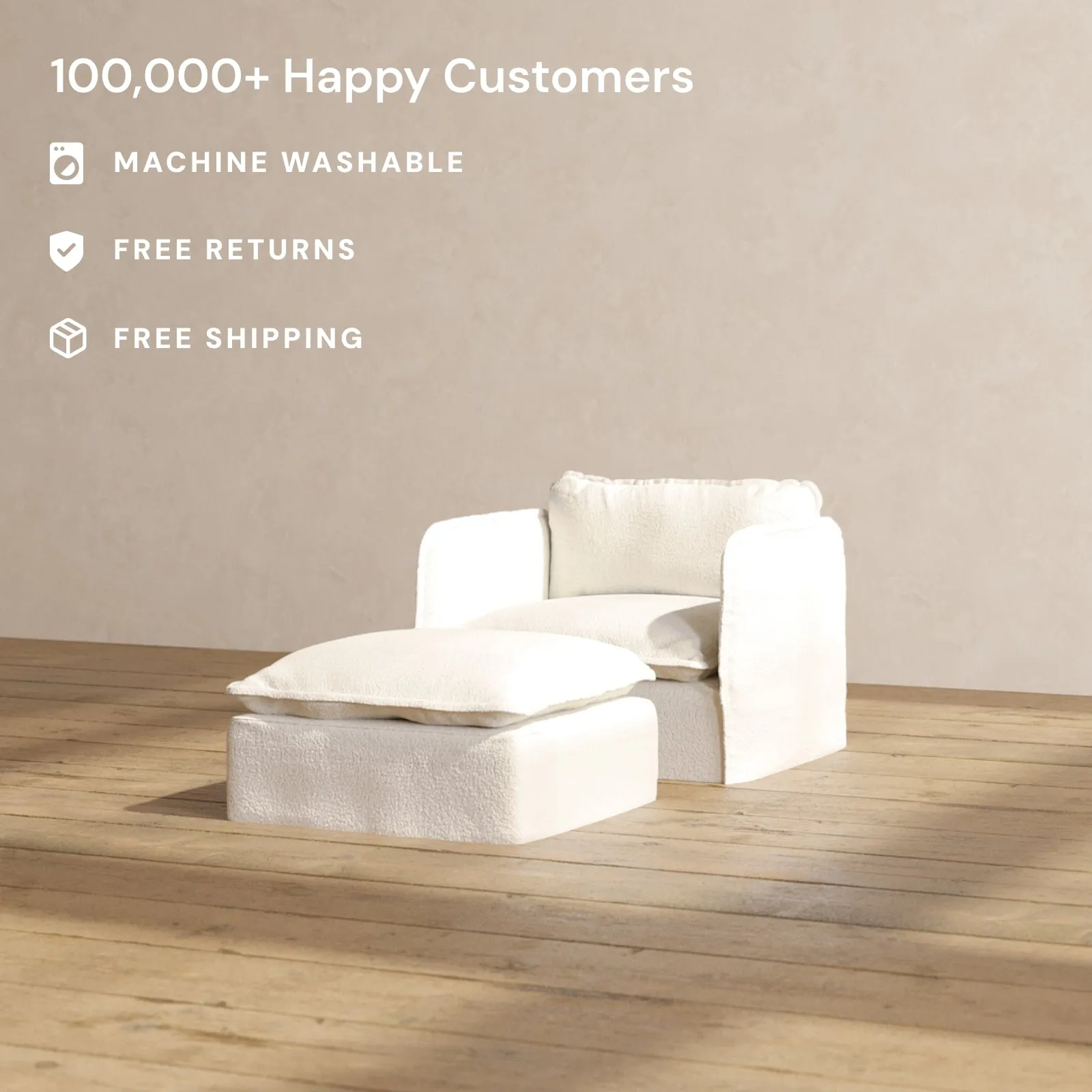 Modular Performance Armchair & Ottoman in Mousse | Deluxe Blend