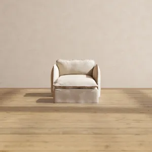 Modular Performance Armchair & Ottoman in Oat | Deluxe Blend