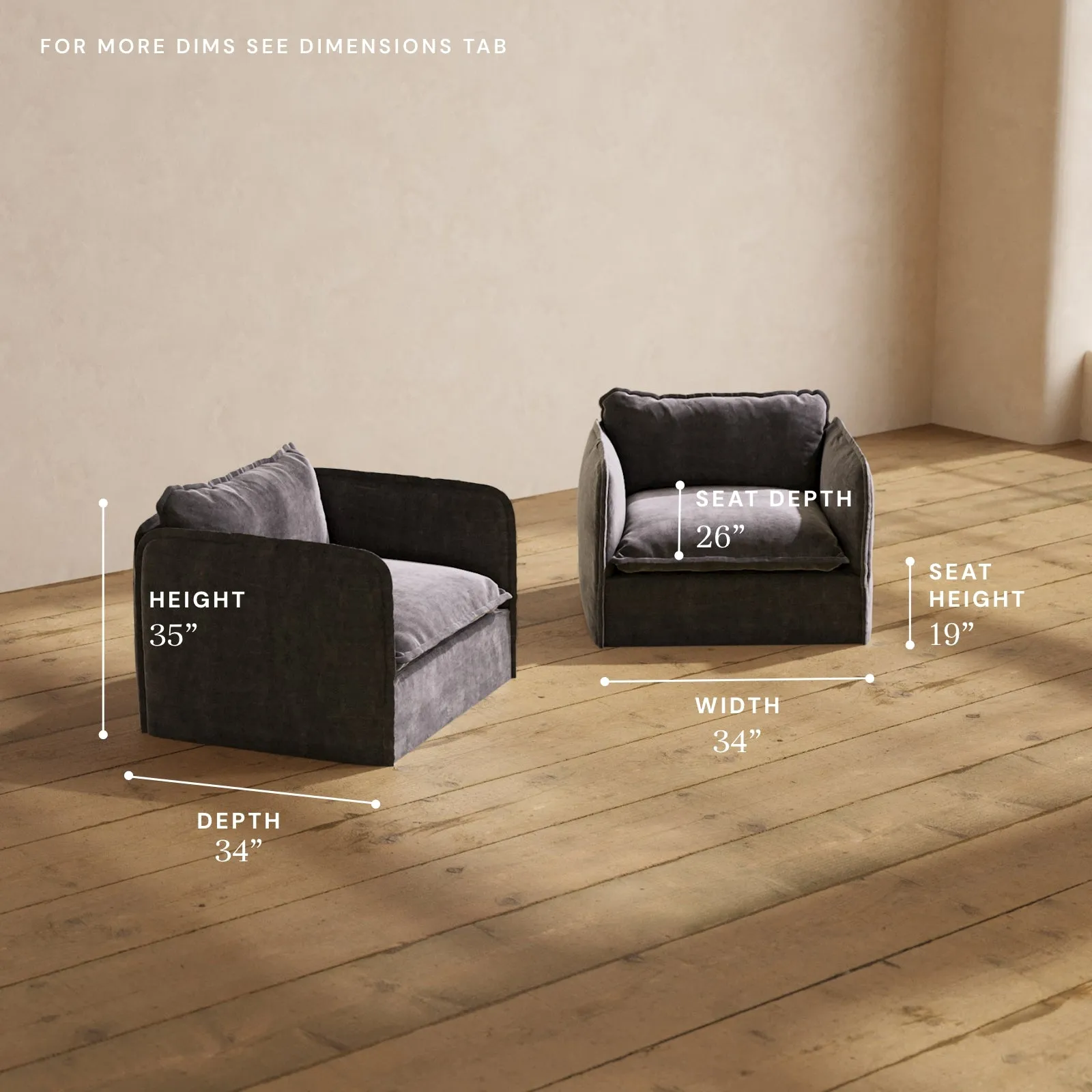 Modular Performance Armchair Set in Cinder | Deluxe Blend