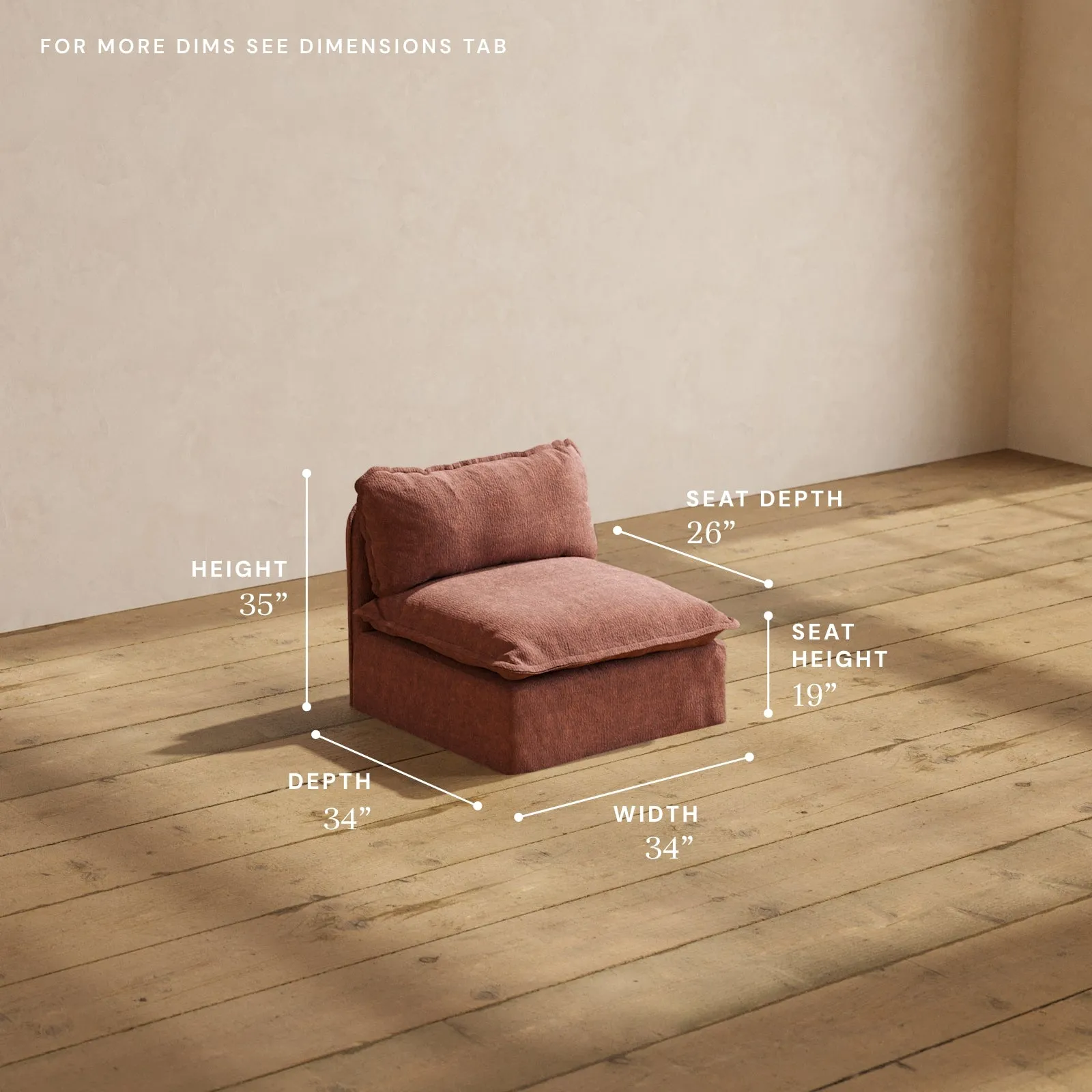 Modular Performance Armless Chair in Chestnut | Deluxe Blend