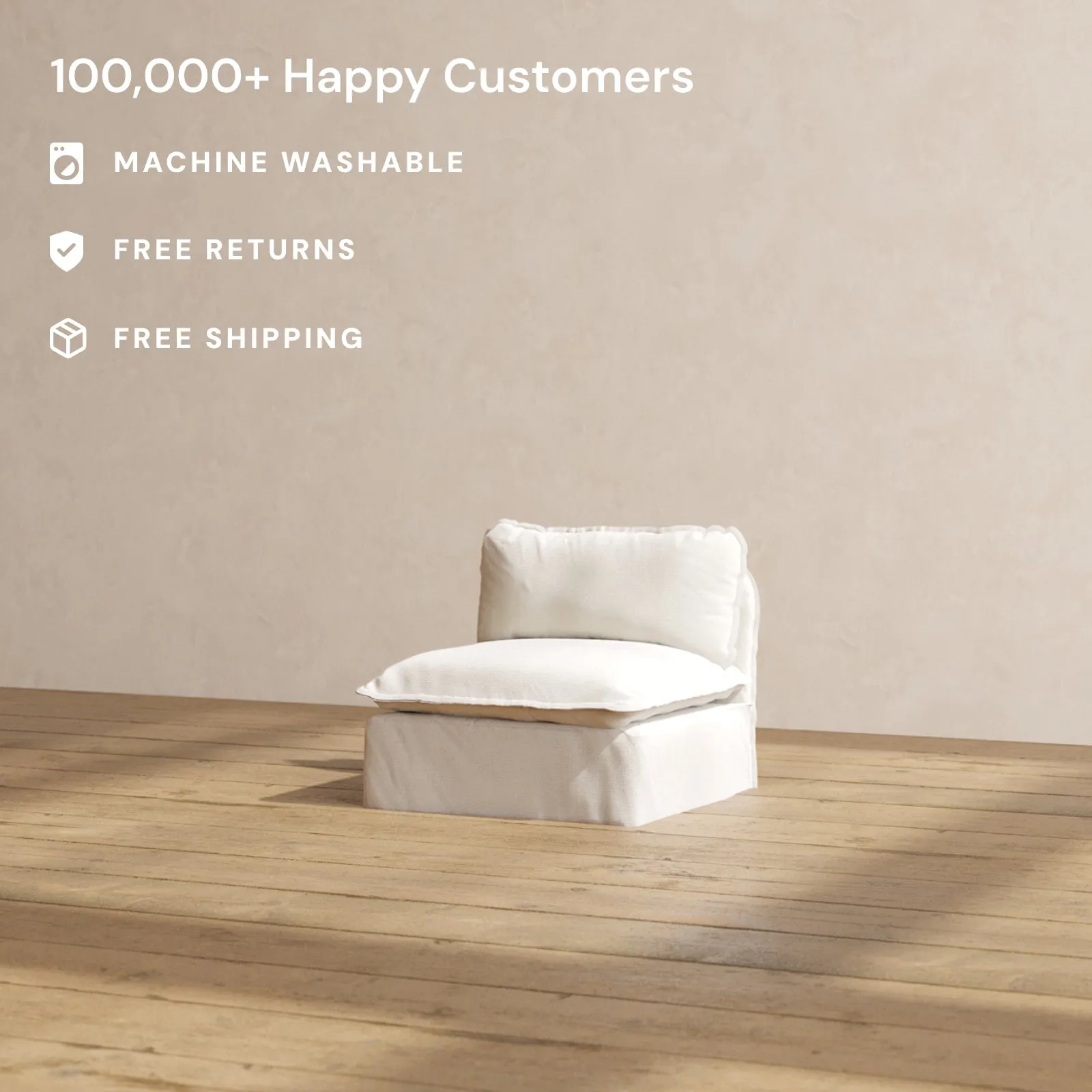 Modular Performance Armless Chair in Flour | Deluxe Blend