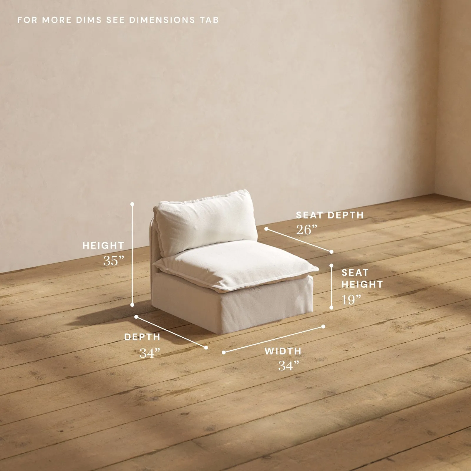 Modular Performance Armless Chair in Flour | Deluxe Blend