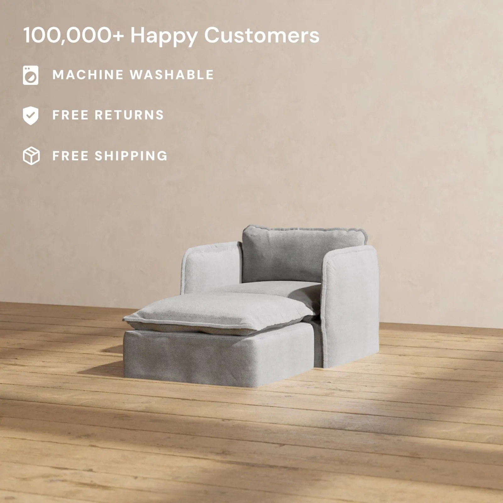 Modular Performance Chaise Armchair in Ash | Deluxe Blend