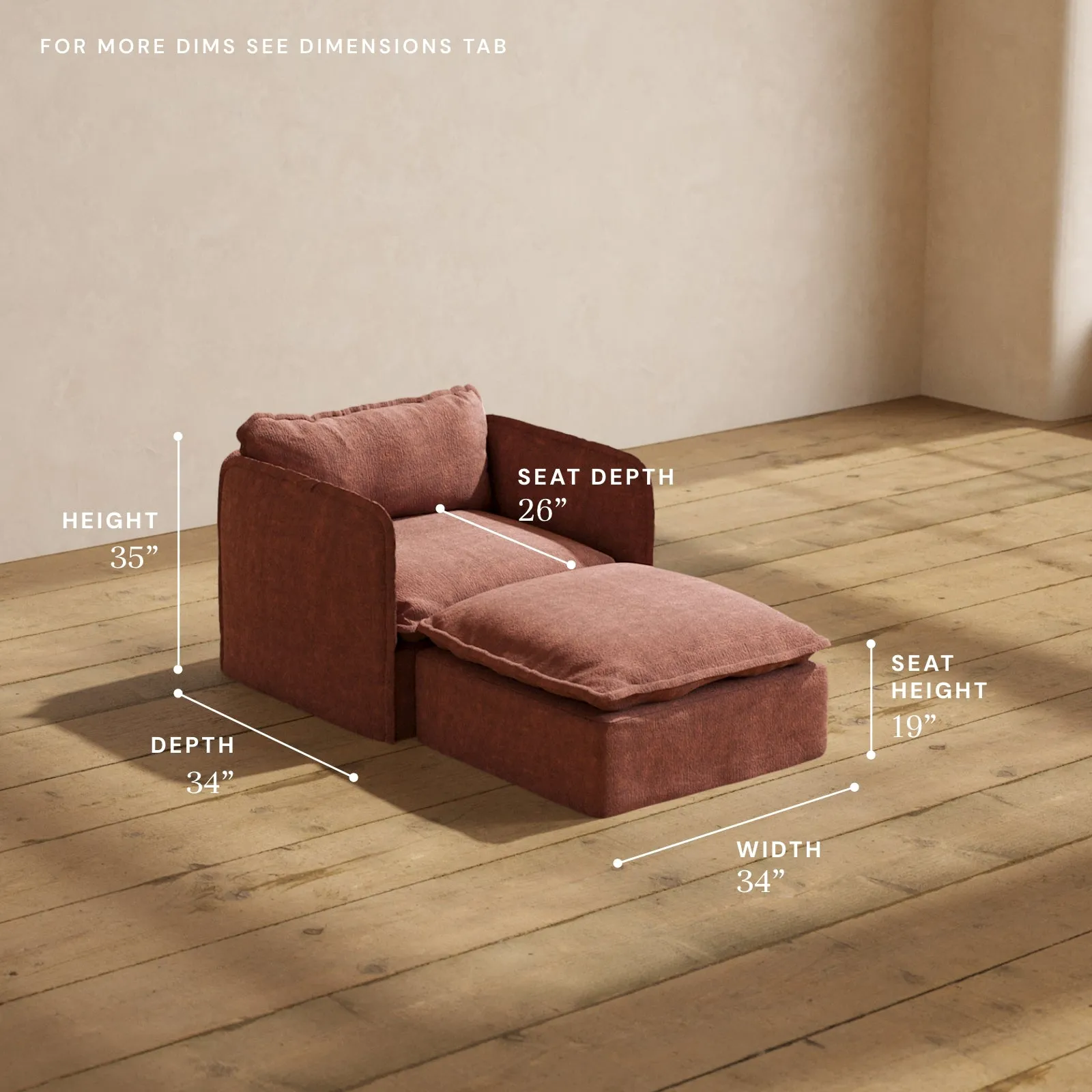 Modular Performance Chaise Armchair in Chestnut | Deluxe Blend