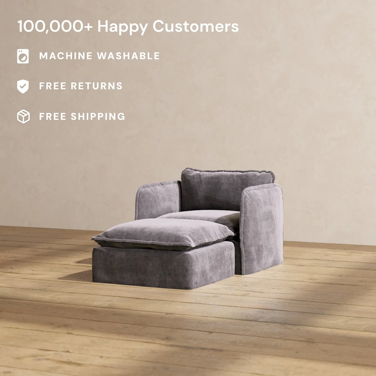 Modular Performance Chaise Armchair in Cinder | Deluxe Blend