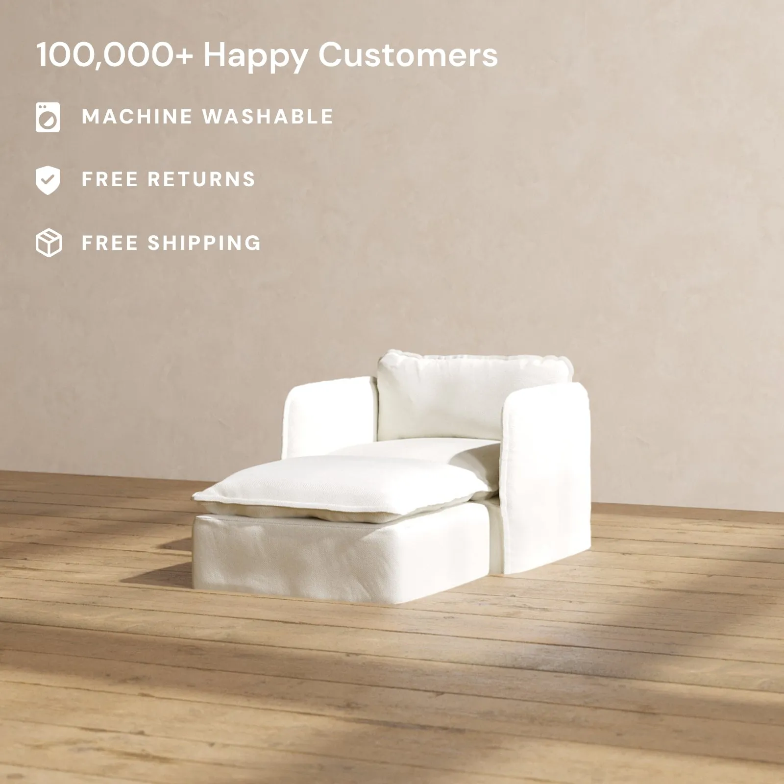 Modular Performance Chaise Armchair in Eggshell | Deluxe Blend