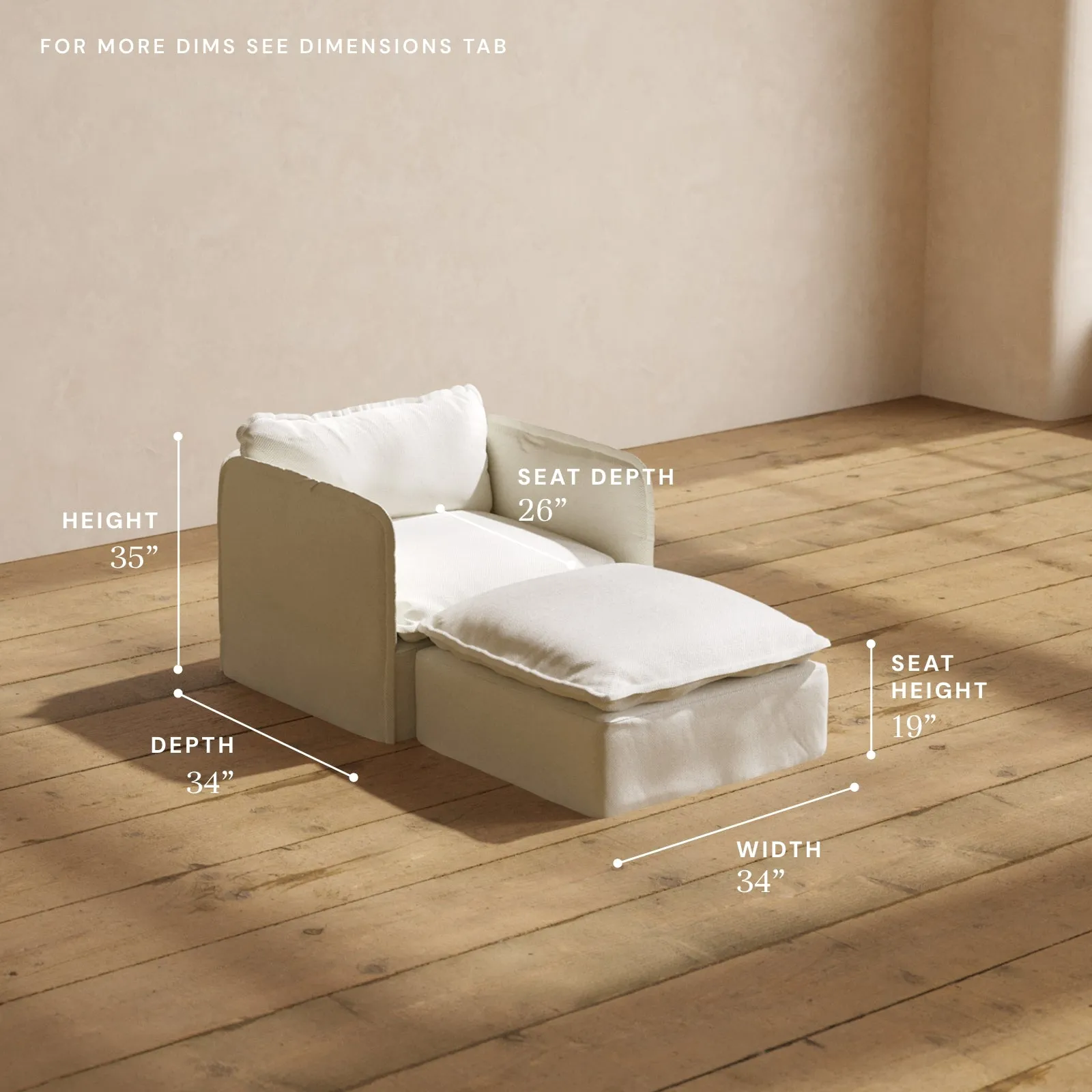 Modular Performance Chaise Armchair in Eggshell | Deluxe Blend