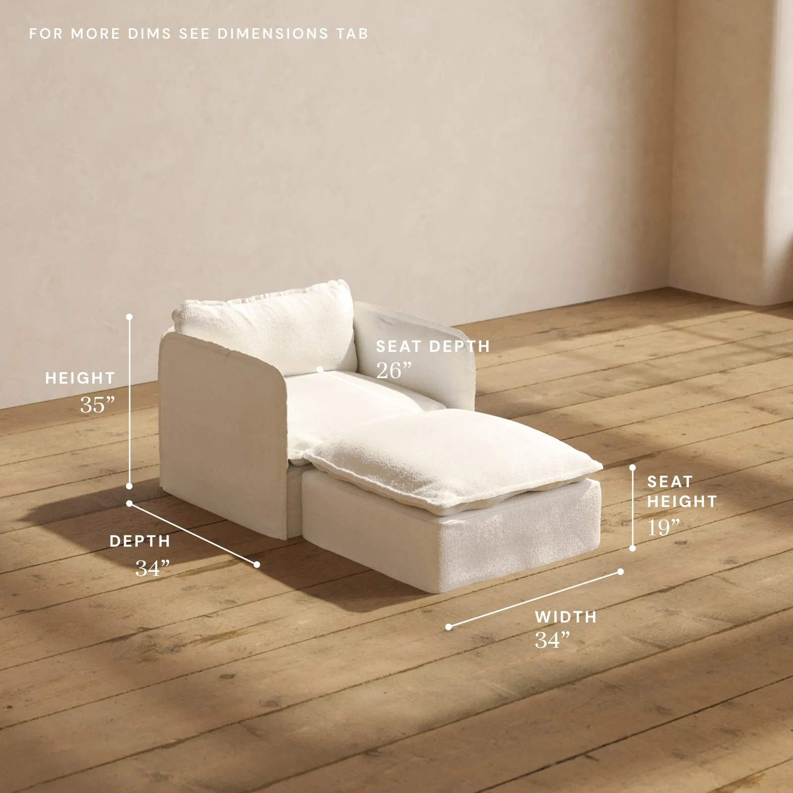 Modular Performance Chaise Armchair in Mousse | Deluxe Blend